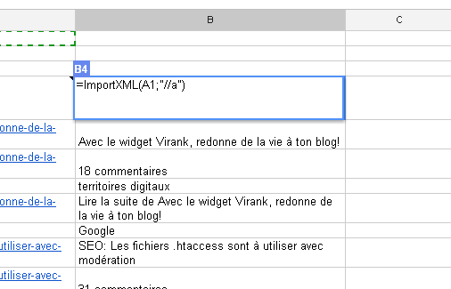 textes d'ancre via Xpath