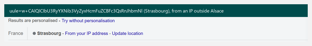 Footer Strasbourg, from your IP address, obtained through uule