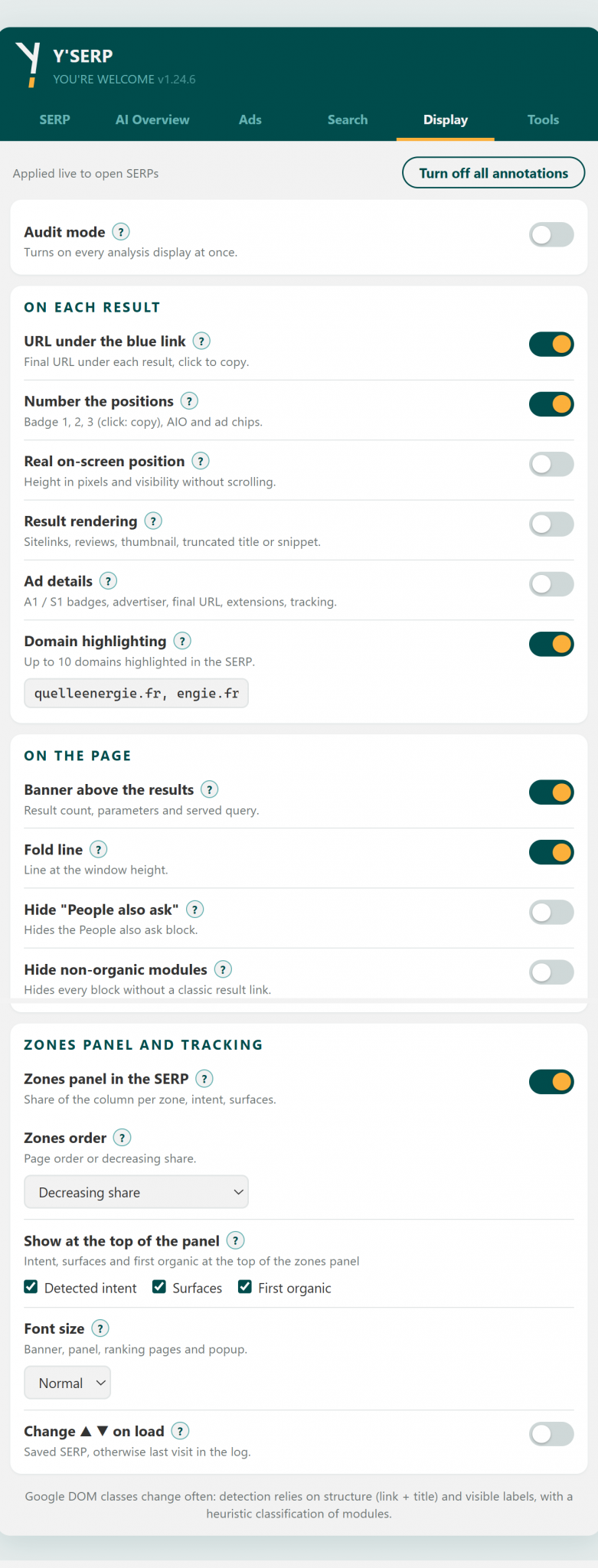 Display tab, top part: click for the full capture