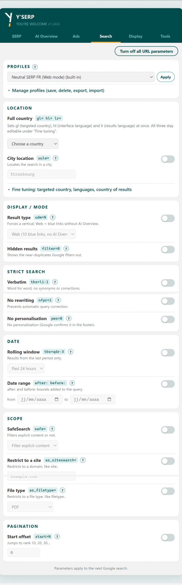 Search tab, top part: click for the full capture